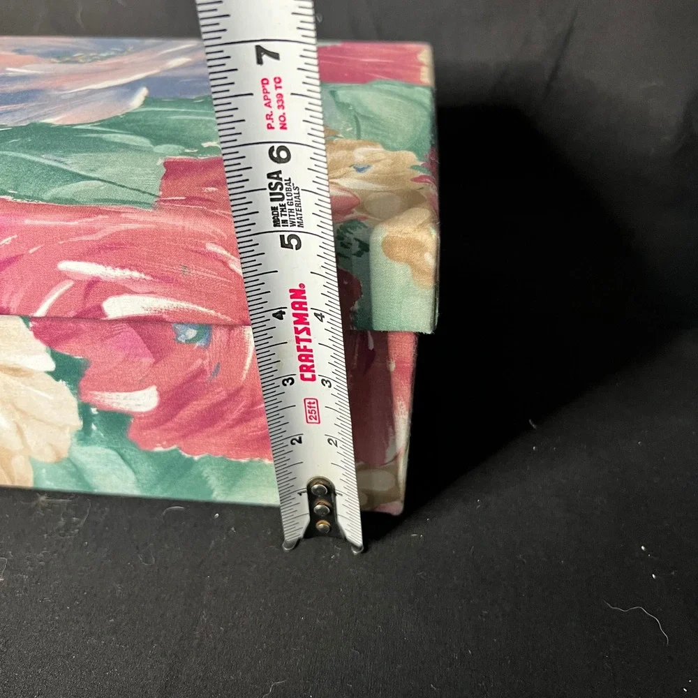 Vintage Floral Fabric Covered Jewelry Box \ Cottagecore Grandma